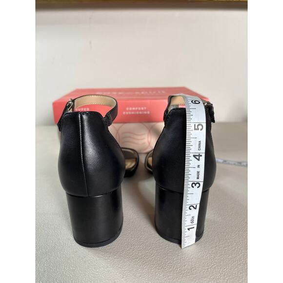 Easy Spirit Ankle Strap Block Heel Sandals Sz 7.5 Black Leather Dressy Career - Picture 4 of 7